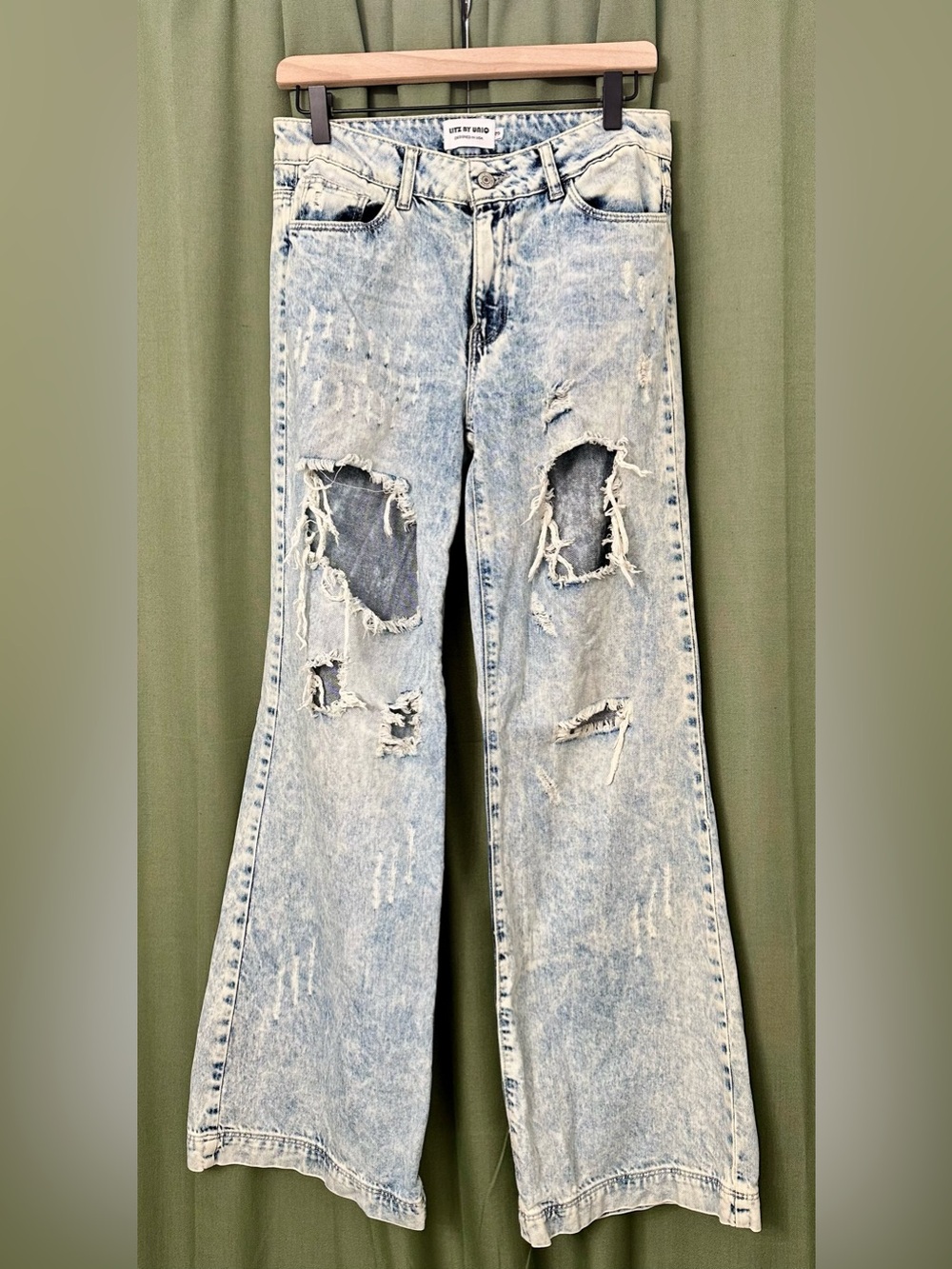 Acid Wash Wide Leg Denim Pants 26/3